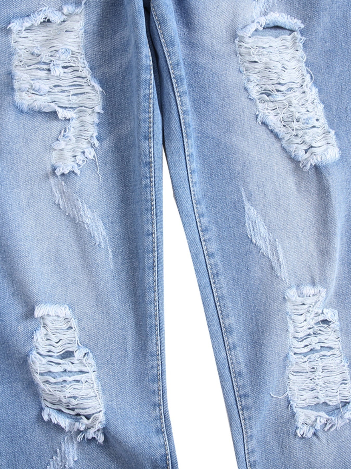 Men's Ripped Jeans Slim Fit Straight Leg Denim Pants