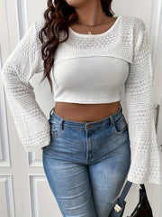 Hollow Out Bell Sleeve Crop Sweater