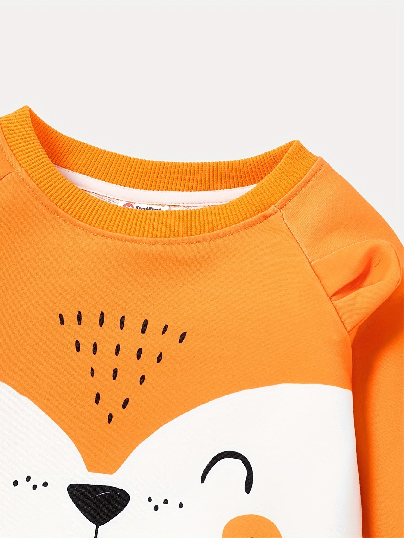 Animal Print Long Sleeve Sweatshirt with 3D Ears