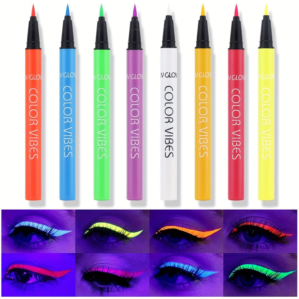 8 Colors Liquid Eyeliner Set Matte Colored UV Glow Neon Eyeliners Pen