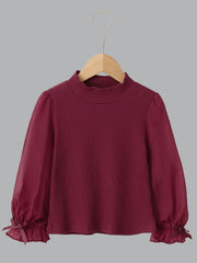 Toddler Girls Vintage Blouse Stand Collar Long Sleeve Top