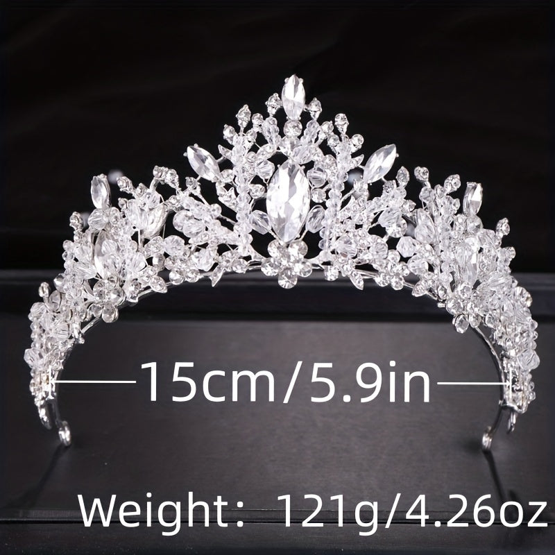 Baroque Crystal Bridal Head Piece Earrings Necklace Set Wedding Jewelry