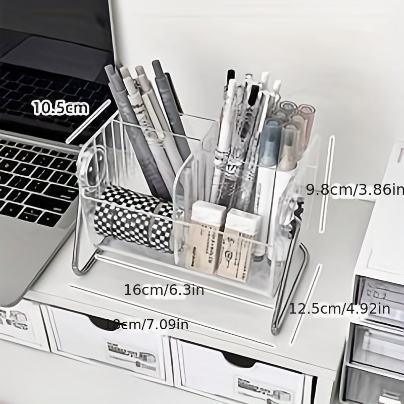 Stationery Transparent Storage Box Metal Corner Rack Desktop Shelf