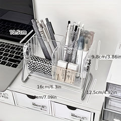 Stationery Transparent Storage Box Metal Corner Rack Desktop Shelf