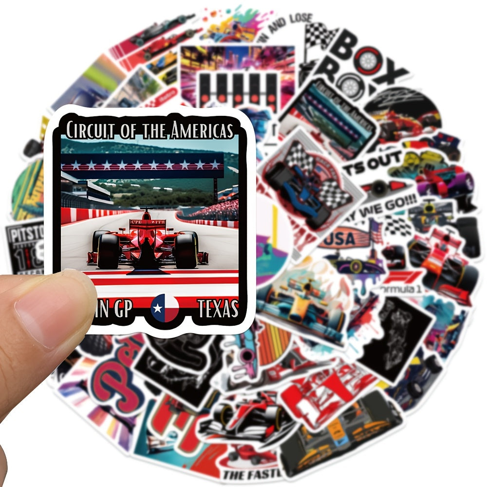 50pcs Racing Stickers Durable PVC Cartoon Designs for Cars Laptops Skateboards