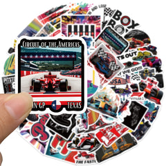 50pcs Racing Stickers Durable PVC Cartoon Designs for Cars Laptops Skateboards