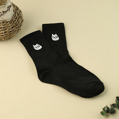 3 Pairs Cartoon Cat Print Socks Comfy & Mid Tube Socks Women's Stockings