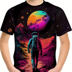 Astronaut 3D Print Boy's Casual T-shirt