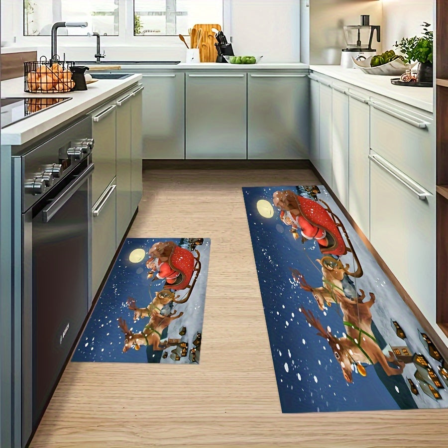1pc Christmas Decorative Rug Hand Washable Carpet