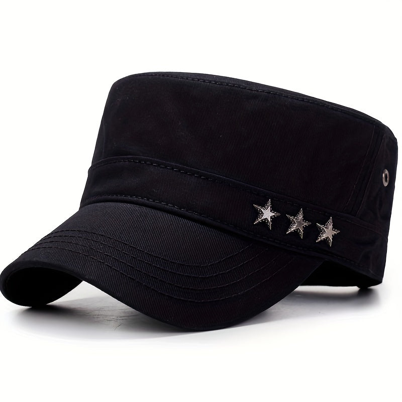 Men's Spring Flat Hat with Five-pointed Star Design
