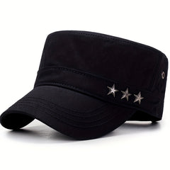 Men's Spring Flat Hat with Five-pointed Star Design