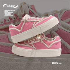 Women's Lace-up Canvas Shoes Thick Sole Casual Board Shoes