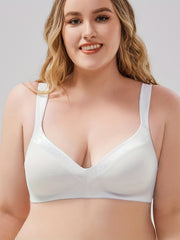 Plus Size Basic Bra Solid Wide Strap Wireless T-shirt Bralette