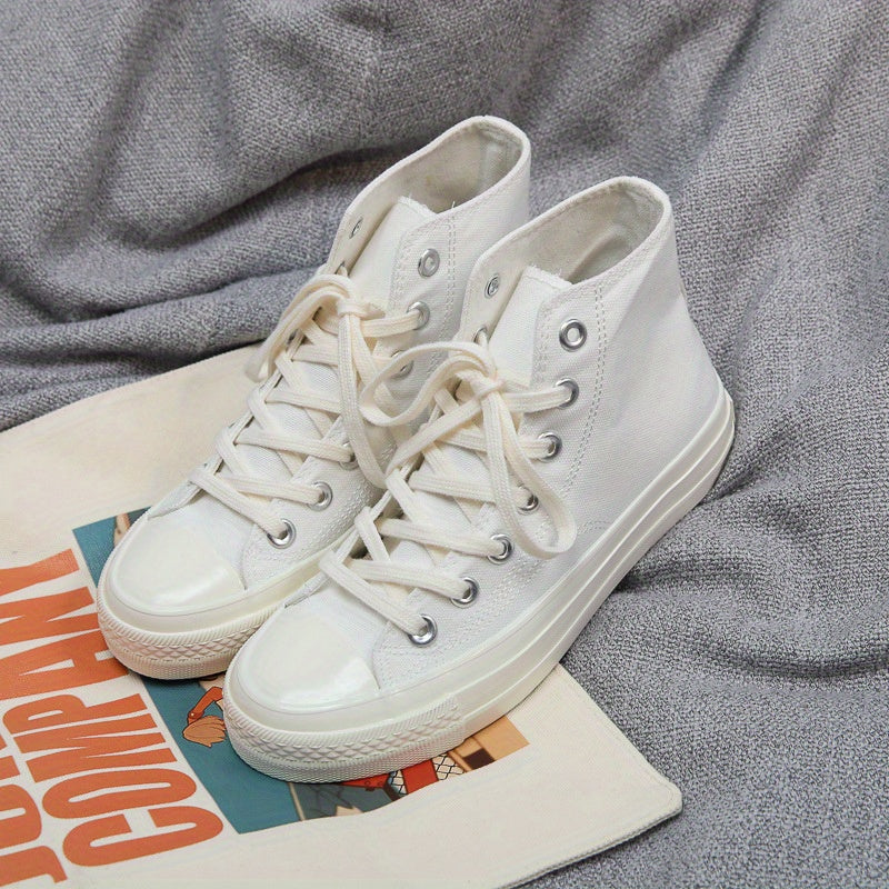 Women's Solid Canvas Lace Up Outdoor Shoes Comfortable Skate Shoes