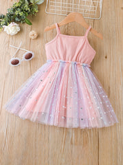 Toddler Girls Heart Print Princess Cami Dress for Party