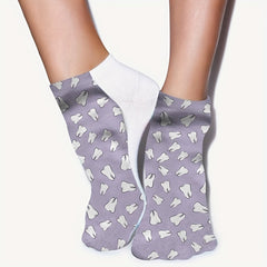 3D Teeth Print Socks Low Cut Women's Stockings