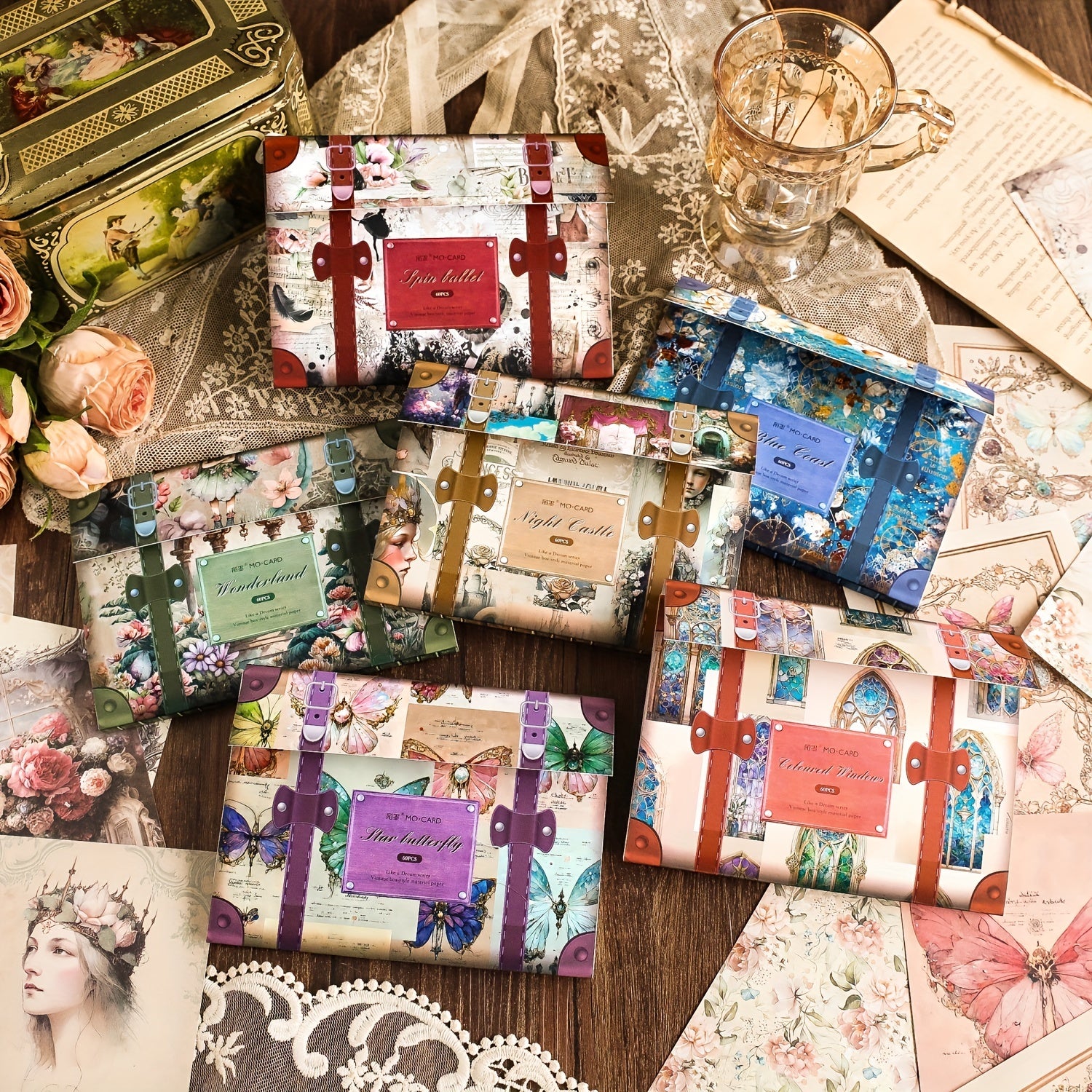 60pcs Retro Box Message Notepad Journal Collage Paper Dreams & Fantasy Series
