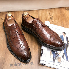 Men's Brogue Wingtip Derby Shoes Lace up Front