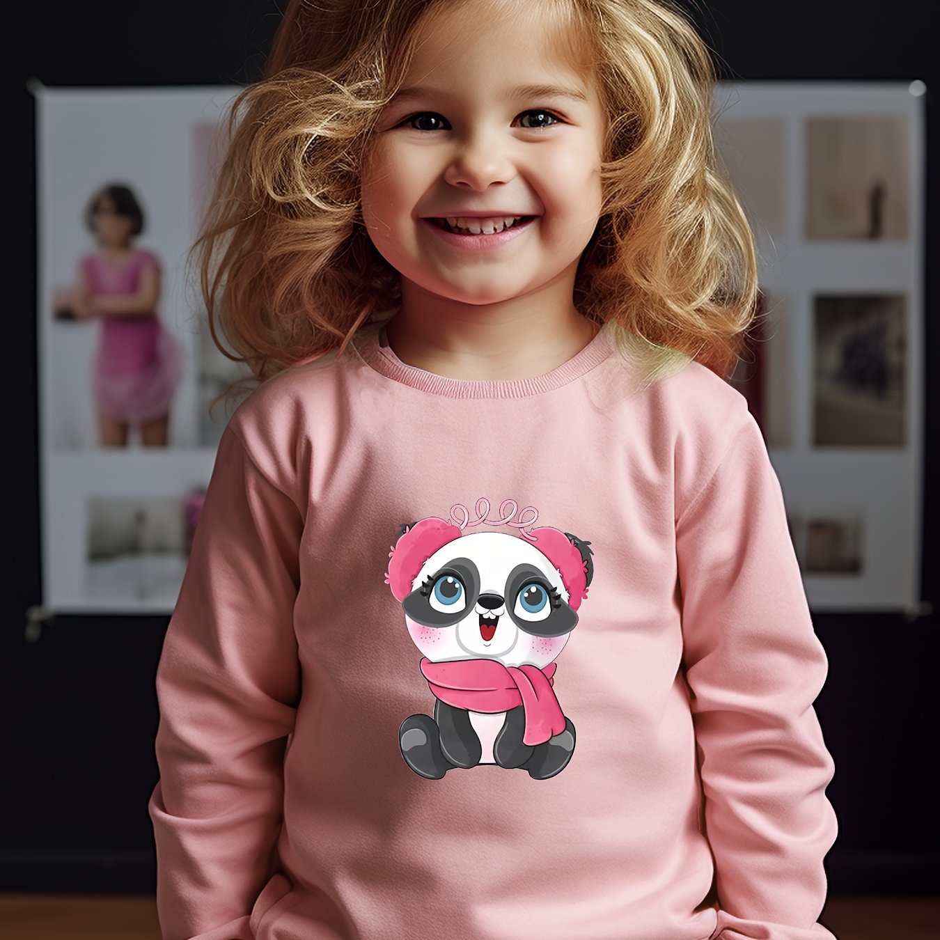 Sweet Panda Graphic Crew Neck Sweatshirt Kids Christmas Gift