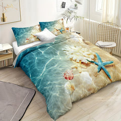 Coastal Beach Duvet Cover Bedding Set, 3pc for Bedroom Dorm Room