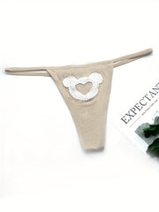 5pcs Heart Pattern Thongs Sexy Intimates Panties Women's Lingerie