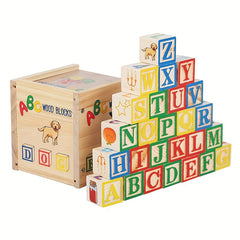 Wooden Alphabet Blocks Educational Toys for Kids - Ideal Christmas Gift