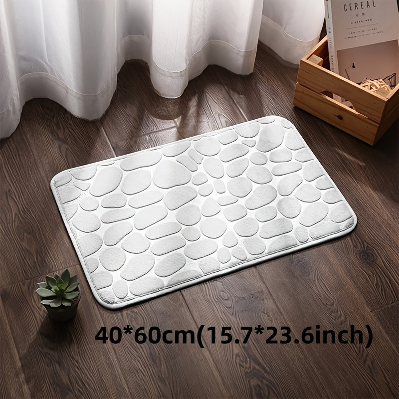 Memory Foam Bath Mat Cobblestone Embossment Water Absorbent Non Slip
