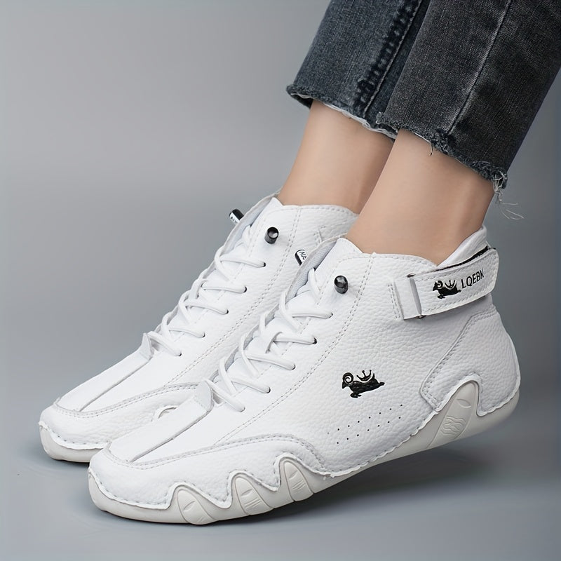 Women's Lace Up Ankle Boots - Faux Leather Sneakers
