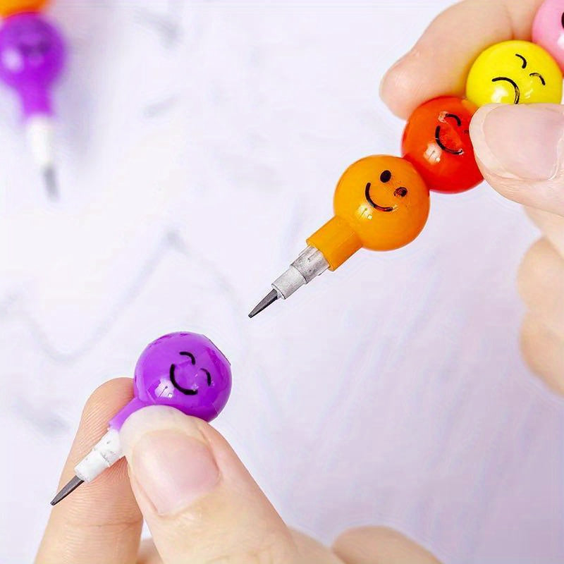 25pcs Colorful Pencil Cartoon Joyful Face Candy Gourd Pens