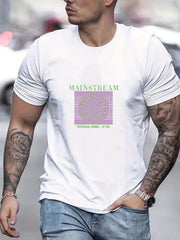 Geometric Pattern Men's Graphic Crew Neck Active T shirt