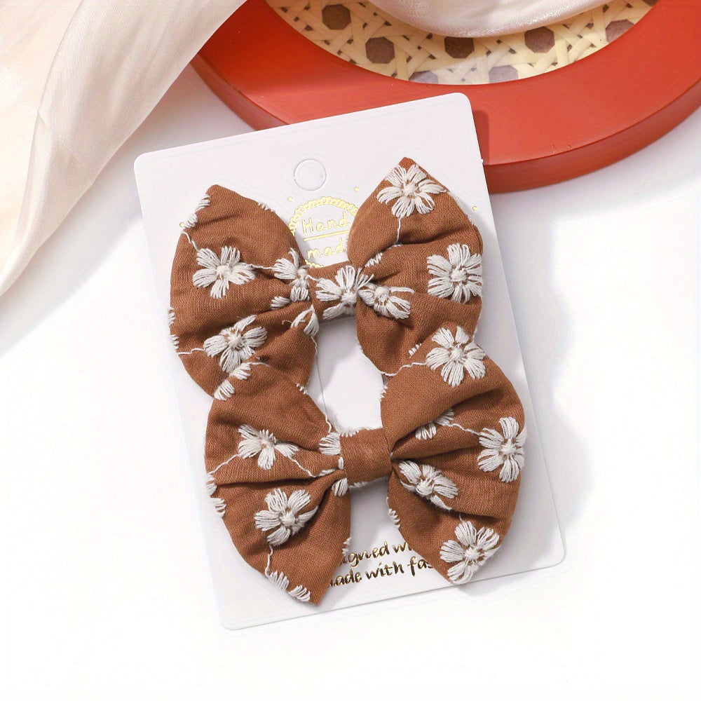 2pcs Floral Bow Lace Hair Clips for Proms & Baby Girls