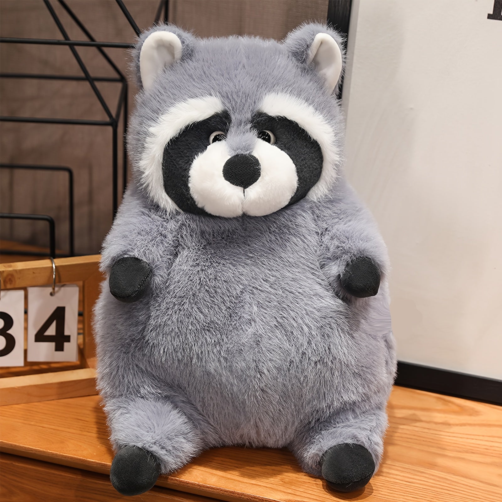 Gray Raccoon Plush Toy for Kids Home Decoration Halloween Gift