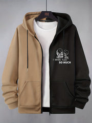 Men's Panda Cartoon Hooded Jacket Casual Zipper Hoodies for Spring Fall