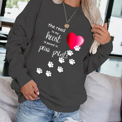 Dog Footprint & Letter Print Sweatshirt for Women