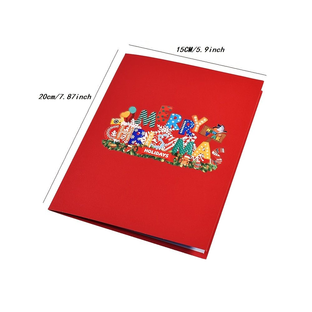 Merry Christmas Pop Up Card 3D Greeting Card Holiday Winter Card