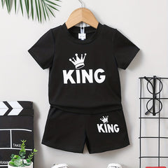 Crown Print T shirt & Shorts Boys 2pcs Set