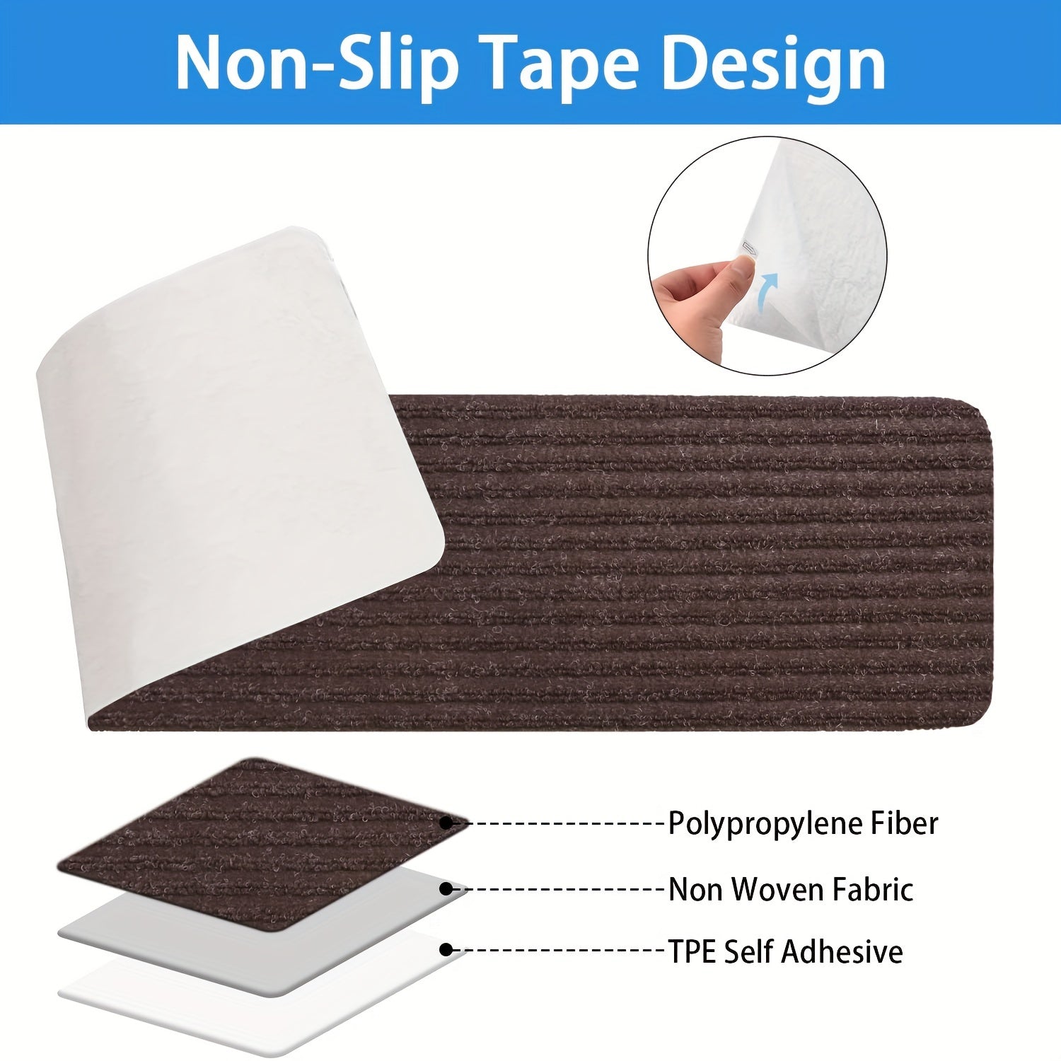 15pcs Self Adhesive Stair Treads Carpet for Wooden Stairs