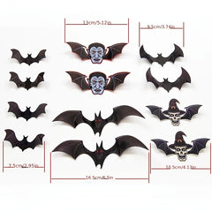 12pcs Halloween Bat Stickers 3D Horror Window Decoration Set