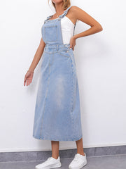 Vintage Style Denim Dress With Slash Pockets