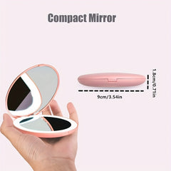 Travel LED Makeup Mirror 10X Magnification Portable Folding Round Mirror