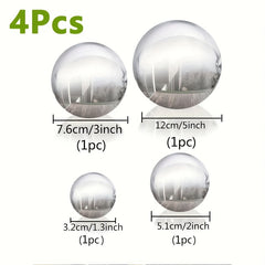 4pc Stainless Steel Garden Gazing Ball Mirror Polished Reflective G