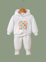 2pcs Sweet Alphabet Graphic Hoodies Pants Set Outfits Spring Fall