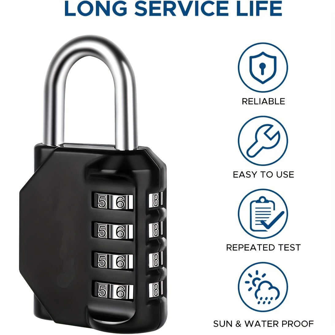4 Digit Combination Lock for Gym Sports Locker Fence Toolbox