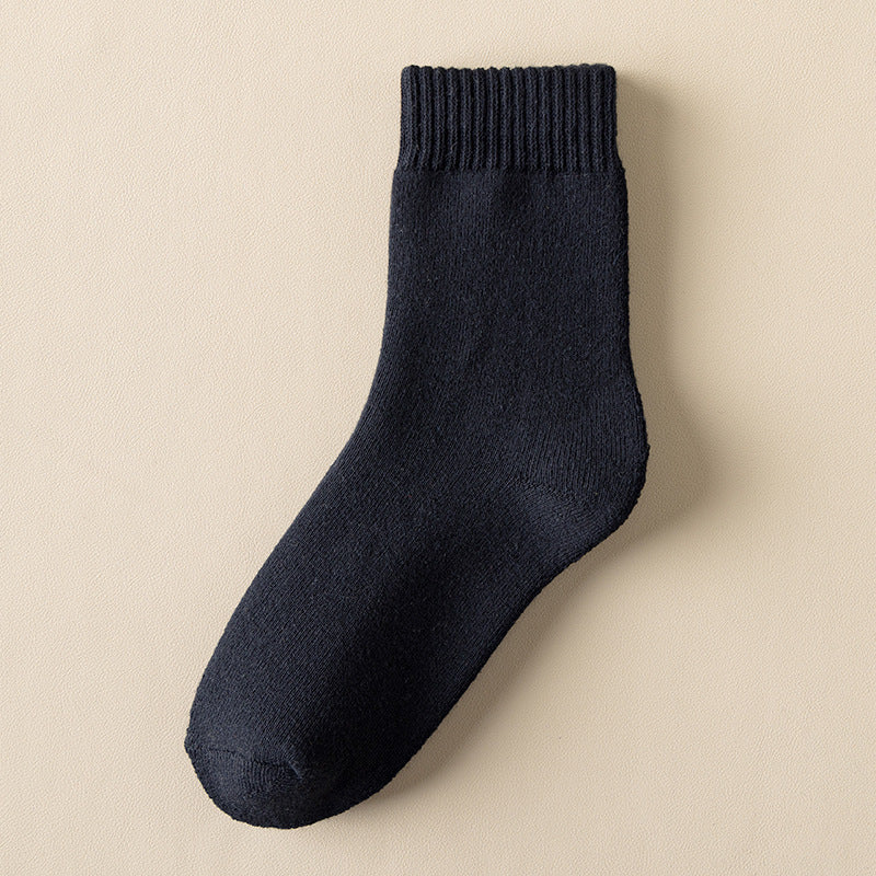 Chunky Knit Crew Socks Warm Winter Cotton Blend Women's Stockings