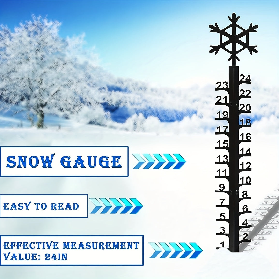Metal Snow Gauge Large Iron Snowfall Measuring Rod Durable Garden Christmas Gift