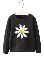 Smart Daisy Flower Pattern Sweatshirt For Girls Round Neck Top