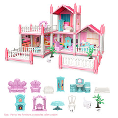 Pink Girls Toy House 2 Tier 5 Room 1 Terrace Assemble DIY Villa Castle