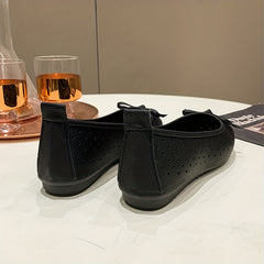 Women's Bowknot Flat Shoes Breathable Solid Hollow Out Casual Flats