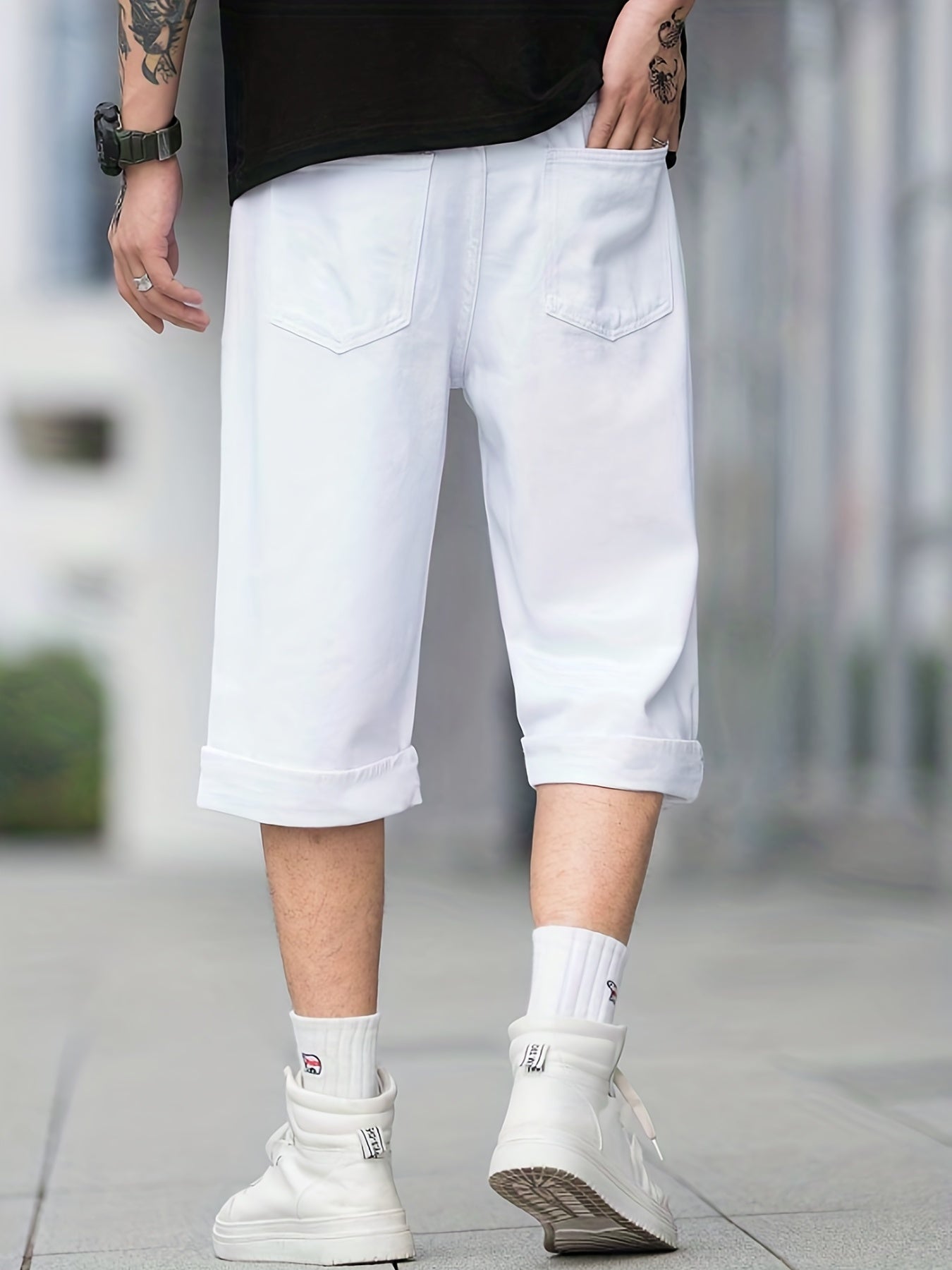 Men's Classic Cuffed Denim Shorts
