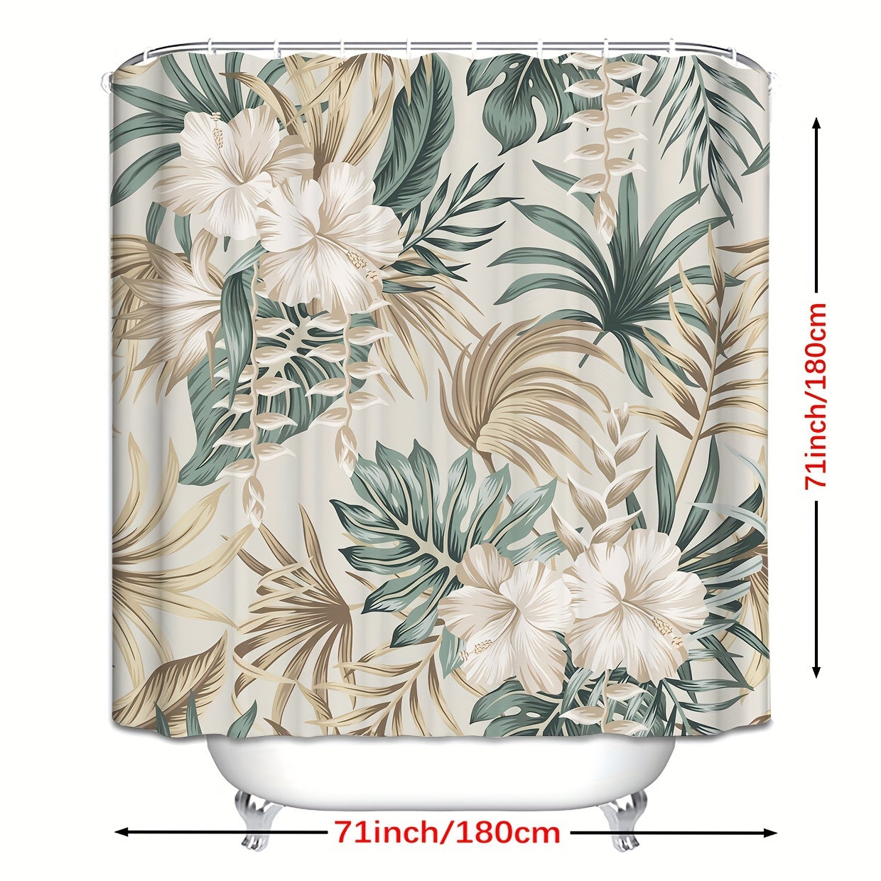 Tropical Leaves Plant Shower Curtain Fabric Shower Curtains For Bathroom